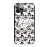 Japanese Woman Kimono Cherry Blossom Seamless Custom Name Protective Phone Case Mobile Cover Durable Everyday Smartphone Shock Resistant