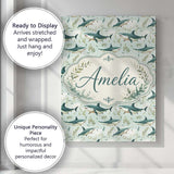 Personalised Name Cute Sharks Ocean Seaweed Custom  Bespoke Interior Contemporary Canvas Wall Art Print Decor Picture Ready to Hang