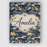 Personalised Name Elegant Sharks Floral Custom  Unique Gift Idea Modern Room Accent Canvas Wall Art Print Decor Picture Ready to Hang