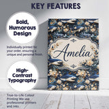 Personalised Name Elegant Sharks Floral Custom  Unique Gift Idea Modern Room Accent Canvas Wall Art Print Decor Picture Ready to Hang