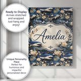 Personalised Name Elegant Sharks Floral Custom  Unique Gift Idea Modern Room Accent Canvas Wall Art Print Decor Picture Ready to Hang
