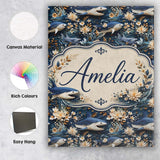 Personalised Name Elegant Sharks Floral Custom  Unique Gift Idea Modern Room Accent Canvas Wall Art Print Decor Picture Ready to Hang