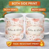 Personalized Custom Name Cute Teddy Bear Floral Nursery Pattern Soft Watercolour Illustration 11oz Ceramic Coffee Tea Mug White Large Handle