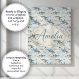 Personalised Name Realistic Sharks Ocean Custom  Unique Gift Idea Elegant Feature Canvas Wall Art Print Decor Picture Ready to Hang