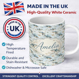Personalized Custom Name Realistic Sharks Ocean Fish Seamless Pattern Name Cute Unique Gift 11oz Ceramic Coffee Tea Mug White Large Handle