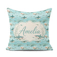 Custom Name Cartoon Sharks Blue Ocean Seamless Pattern Name Cute Square Filled Cushion Throw Pillow Sofa Bed Home Decor Zip Washable UK Made