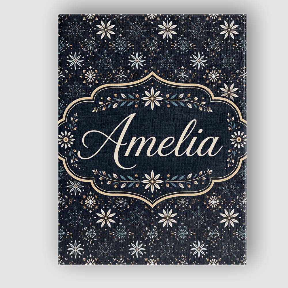 Personalised Name Elegant White Floral Custom  Unique Gift Idea Modern Room Accent Canvas Wall Art Print Decor Picture Ready to Hang