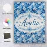 Personalised Name Snowflake Winter Blue Sky Custom  Bespoke Interior Contemporary Canvas Wall Art Print Decor Picture Ready to Hang