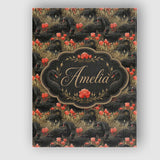 Personalised Name Black Swan Red Flowers Custom  Unique Gift Idea Elegant Feature Canvas Wall Art Print Decor Picture Ready to Hang