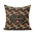 Custom Name Black Swan Red Flowers Nature Seamless Pattern Name Square Filled Cushion Throw Pillow Sofa Bed Home Decor Zip Washable UK Made