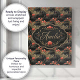 Personalised Name Black Swan Red Flowers Custom  Unique Gift Idea Elegant Feature Canvas Wall Art Print Decor Picture Ready to Hang