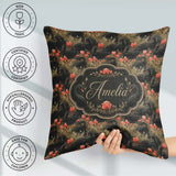 Custom Name Black Swan Red Flowers Nature Seamless Pattern Name Square Filled Cushion Throw Pillow Sofa Bed Home Decor Zip Washable UK Made