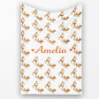 Gold Glitter Reindeer Sleigh Christmas White Background Seamless  Personalised Custom Name Super Soft Fleece Blanket Bed Sofa Throw