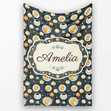 Elegant Pastry Coffee and Dessert Plate Dark Background Seamless  Personalised Custom Name Super Soft Fleece Blanket Bed Sofa Throw