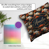 Custom Name White Swan with Red Floral Garden Seamless Name Cute Square Filled Cushion Throw Pillow Sofa Bed Home Decor Zip Washable UK Made