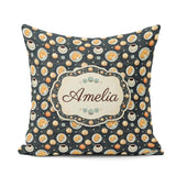 Custom Name Elegant Pastry and Dessert Plate Background Seamless Square Filled Cushion Throw Pillow Sofa Bed Home Decor Zip Washable UK Made
