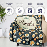 Elegant Pastry Coffee and Dessert Plate Dark Background Seamless  Personalised Custom Name Super Soft Fleece Blanket Bed Sofa Throw