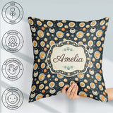 Custom Name Elegant Pastry and Dessert Plate Background Seamless Square Filled Cushion Throw Pillow Sofa Bed Home Decor Zip Washable UK Made