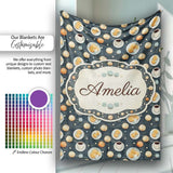 Elegant Pastry Coffee and Dessert Plate Dark Background Seamless  Personalised Custom Name Super Soft Fleece Blanket Bed Sofa Throw
