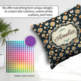 Custom Name Elegant Pastry and Dessert Plate Background Seamless Square Filled Cushion Throw Pillow Sofa Bed Home Decor Zip Washable UK Made