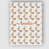 Personalised Name Gold Glitter Reindeer Sleigh Christmas White Custom Modern Room Accent Canvas Wall Art Print Decor Picture Ready to Hang