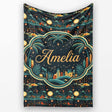 Night City Skyline Fireworks Moonlit Sky Seamless Pattern Custom  Personalised Custom Name Super Soft Fleece Blanket Bed Sofa Throw