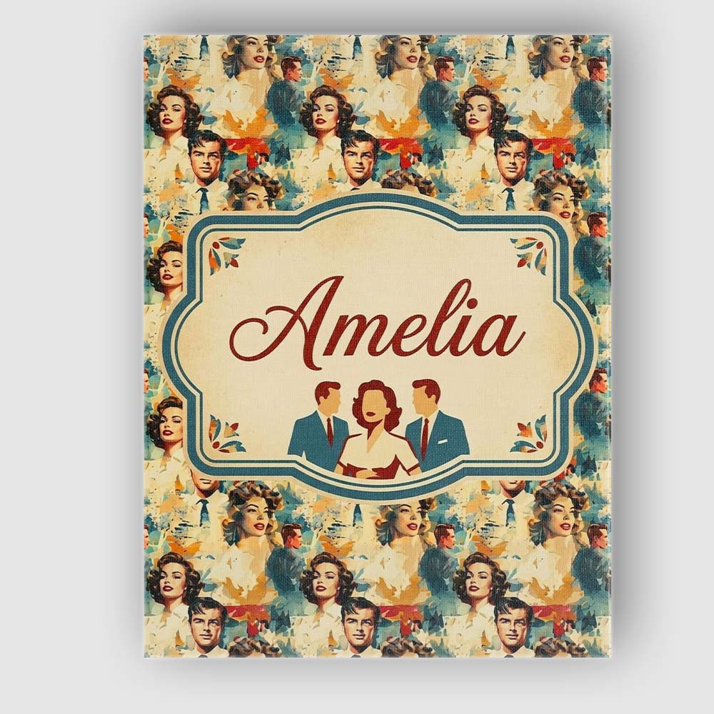 Personalised Name Hollywood Glamour Couples Custom  Bespoke Interior Contemporary Canvas Wall Art Print Decor Picture Ready to Hang