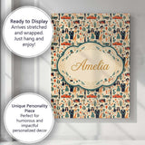 Personalised Name Mid Century Fashion Custom Modern Room Accent Creative Decorator Style Canvas Wall Art Print Decor Picture Ready to Hang
