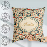 Custom Name Mid Century Fashion People Abstract Seamless Pattern Square Filled Cushion Throw Pillow Sofa Bed Home Decor Zip Washable UK Made