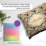 Custom Name Mid Century Fashion People Abstract Seamless Pattern Square Filled Cushion Throw Pillow Sofa Bed Home Decor Zip Washable UK Made