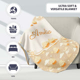 Cute Cupcake and Clouds Sweet Dessert Seamless Pattern Soft Neutral  Personalised Custom Name Super Soft Fleece Blanket Bed Sofa Throw