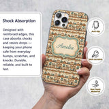 Vintage Shelves Utensils Appliances Seamless Custom Name Protective Phone Case Mobile Cover Durable Everyday Smartphone Shock Resistant