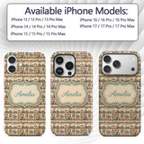Vintage Shelves Utensils Appliances Seamless Custom Name Protective Phone Case Mobile Cover Durable Everyday Smartphone Shock Resistant