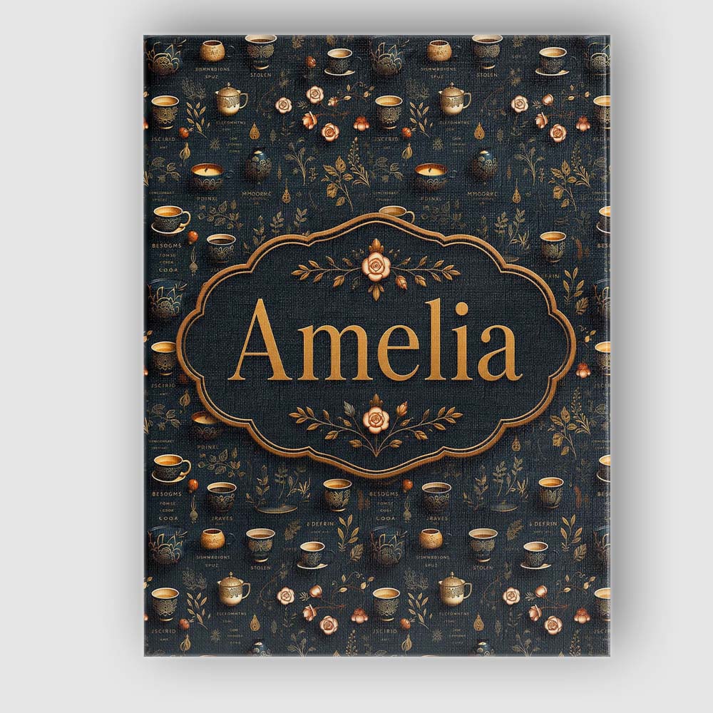 Personalised Name Dark Elegant Tea Coffee Custom  Bespoke Decorative Contemporary Canvas Wall Art Print Decor Picture Ready to Hang
