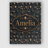 Personalised Name Dark Elegant Tea Coffee Custom  Bespoke Decorative Contemporary Canvas Wall Art Print Decor Picture Ready to Hang