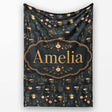 Dark Elegant Tea Coffee Floral Pattern Seamless Name Cute Unique  Personalised Custom Name Super Soft Fleece Blanket Bed Sofa Throw