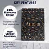 Personalised Name Dark Elegant Tea Coffee Custom  Bespoke Decorative Contemporary Canvas Wall Art Print Decor Picture Ready to Hang