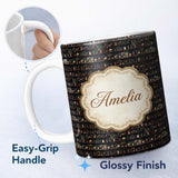 Personalized Custom Name Luxury Dark Shelf Decor Teapots Plants Seamless Pattern Name Cute 11oz Ceramic Coffee Tea Mug White Large Handle