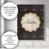 Personalised Name Luxury Dark Shelf Custom  Stylish Home Interior Elegant Feature Canvas Wall Art Print Decor Picture Ready to Hang