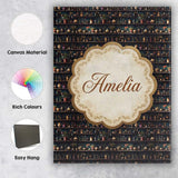 Personalised Name Luxury Dark Shelf Custom  Stylish Home Interior Elegant Feature Canvas Wall Art Print Decor Picture Ready to Hang