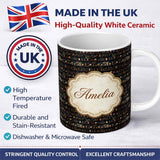 Personalized Custom Name Luxury Dark Shelf Decor Teapots Plants Seamless Pattern Name Cute 11oz Ceramic Coffee Tea Mug White Large Handle