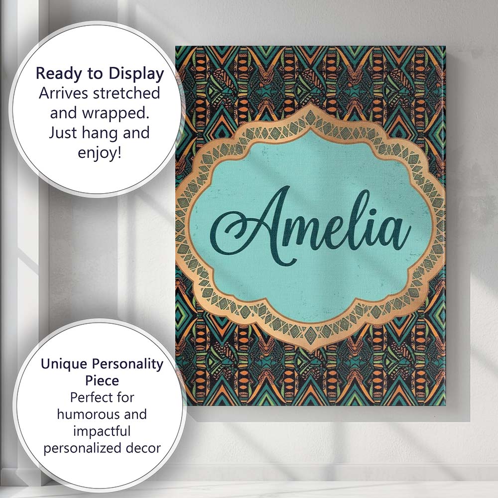 Personalised Name African Tribal Geometric Custom  Unique Gift Idea Elegant Feature Canvas Wall Art Print Decor Picture Ready to Hang