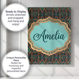 Personalised Name African Tribal Geometric Custom  Unique Gift Idea Elegant Feature Canvas Wall Art Print Decor Picture Ready to Hang