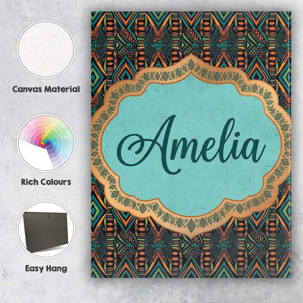 Personalised Name African Tribal Geometric Custom  Unique Gift Idea Elegant Feature Canvas Wall Art Print Decor Picture Ready to Hang