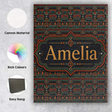 Personalised Name Ethnic Tribal Geometric Custom  Unique Gift Idea Elegant Feature Canvas Wall Art Print Decor Picture Ready to Hang