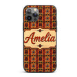 African Tribal Abstract Bold Red Pattern Seamless Custom Name Protective Phone Case Mobile Cover Durable Everyday Smartphone Shock Resistant