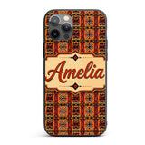 African Tribal Abstract Bold Red Pattern Seamless Custom Name Protective Phone Case Mobile Cover Durable Everyday Smartphone Shock Resistant
