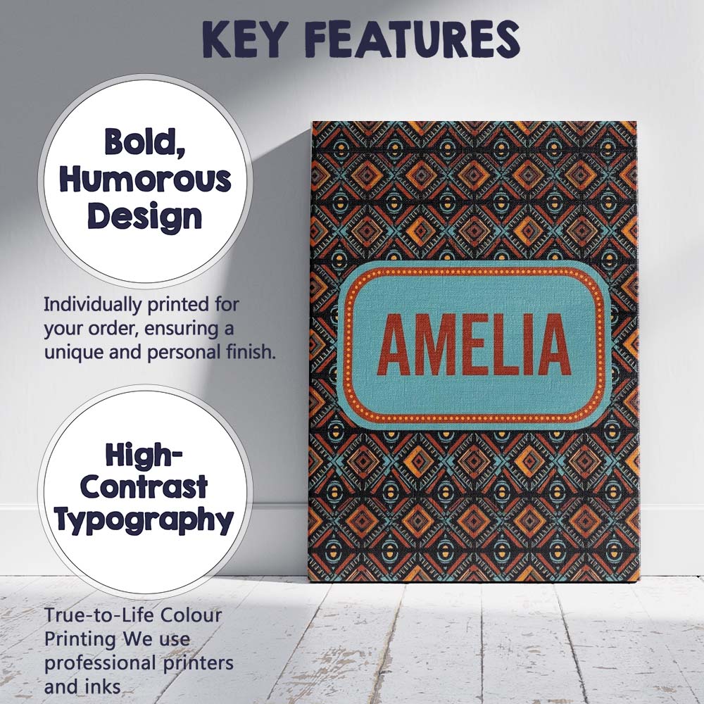 Personalised Name African Tribal Geometric Custom  Unique Gift Idea Elegant Feature Canvas Wall Art Print Decor Picture Ready to Hang