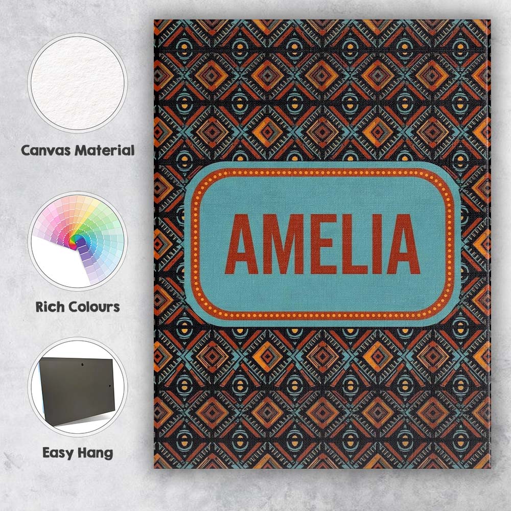 Personalised Name African Tribal Geometric Custom  Unique Gift Idea Elegant Feature Canvas Wall Art Print Decor Picture Ready to Hang