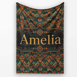 African Tribal Abstract Shapes Pattern Seamless Name Cute Unique  Personalised Custom Name Super Soft Fleece Blanket Bed Sofa Throw
